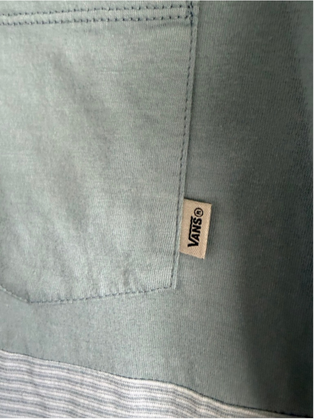 Boy's Vans Light Blue & White Striped Short Sleeve Tee L - Picture 3 of 7